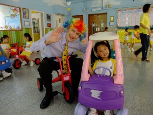 Having fun at playtime with the children in Hong Kong