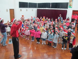 School assembly at Christmas time in Hong Kong