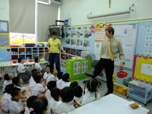 Classroom fun in the kindergarten in Hong Kong.