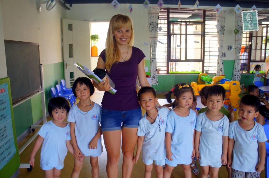Me with my kindergarten students in Dongguan, China