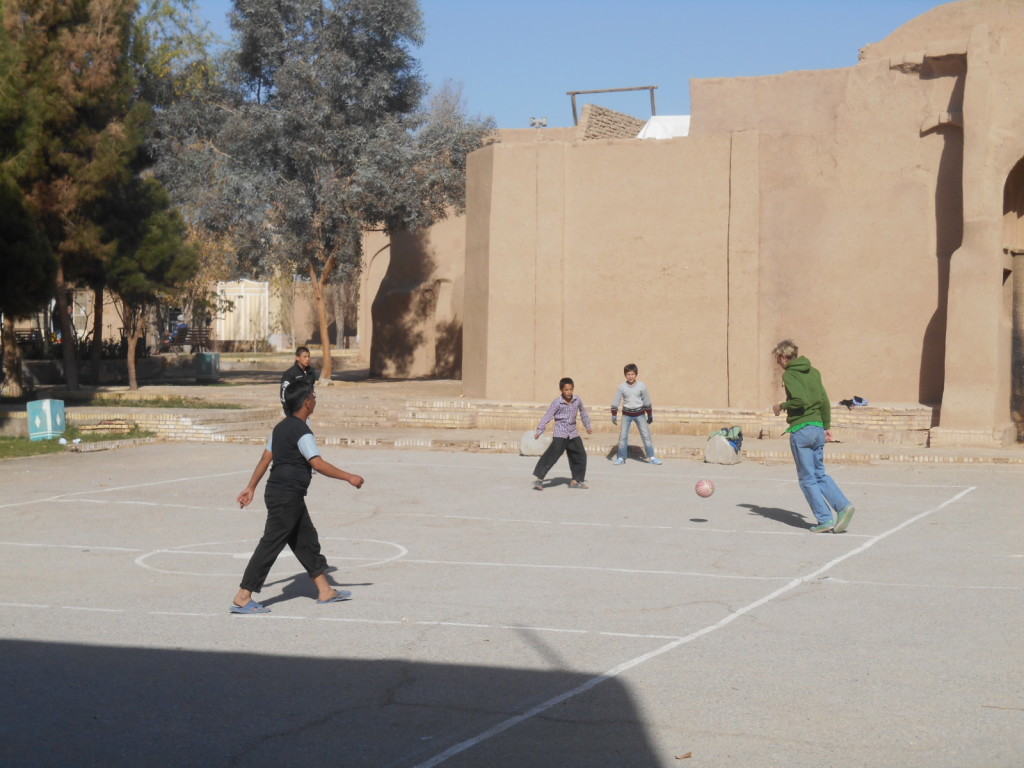Playing football in the villages